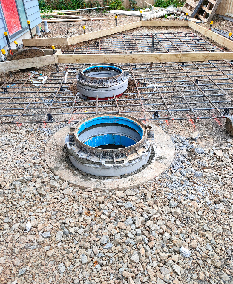 Stormwater drain used to collect and redirect surface water.