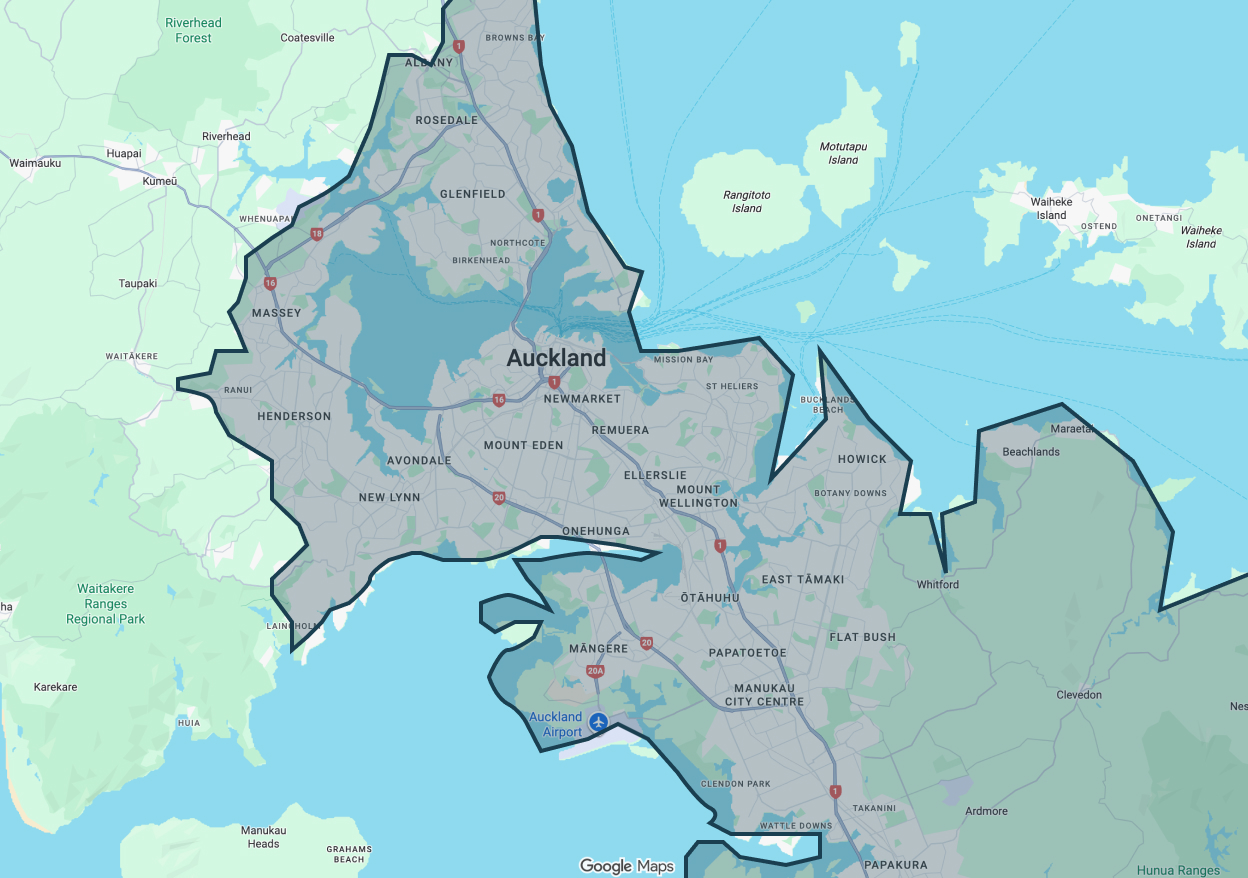 AH Drainage - Service Area Map (Auckland)