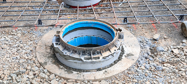 Stormwater drain used to collect and redirect surface water.